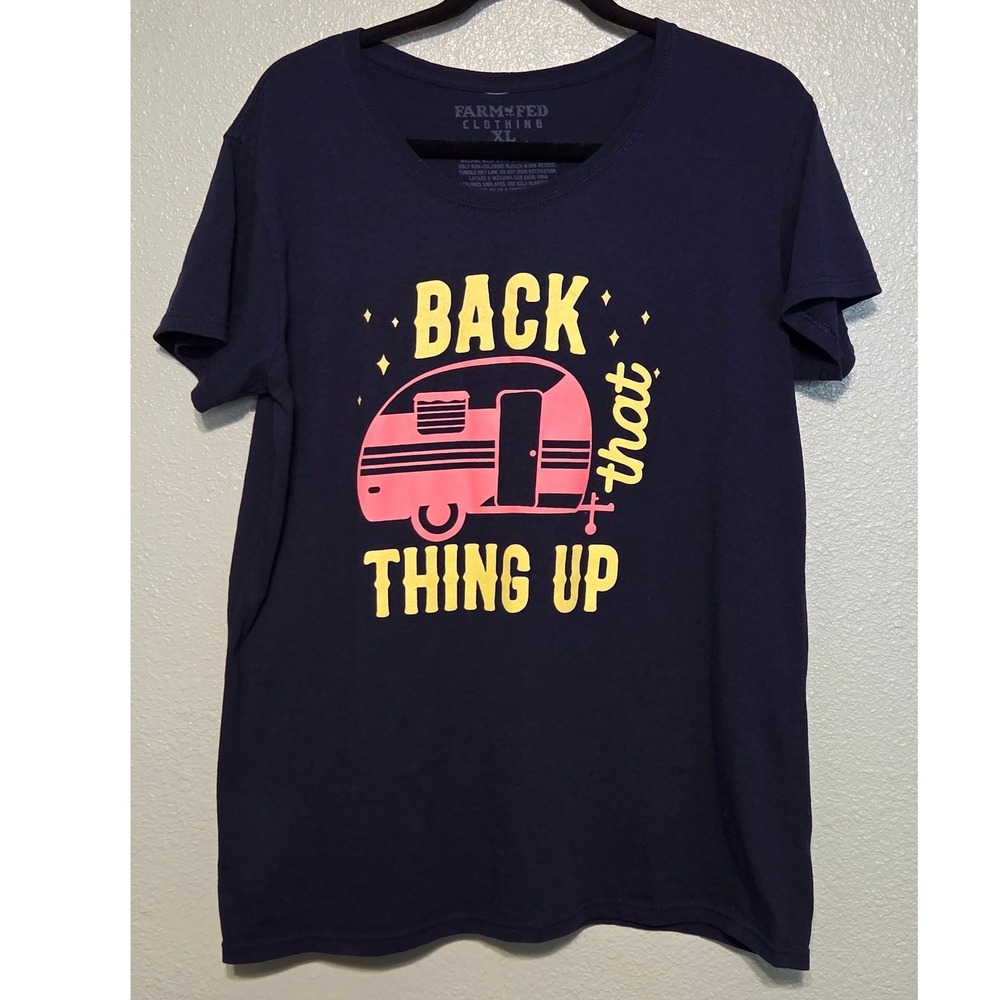 Farm Fed Back That Thing Up Camper Graphic Tee XL Campcore Dopamine Dressing